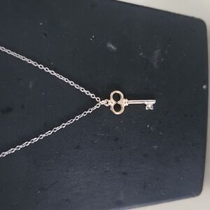 Elegant Gold Tone Key Pendant Necklace